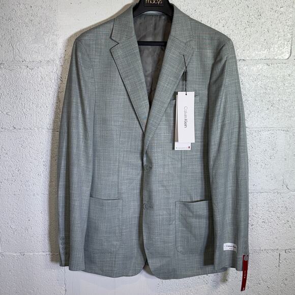 Calvin Klein Men's Solid Slim-Fit Soft Sport Coat - Mint 42L $295 - Picture 1 of 8